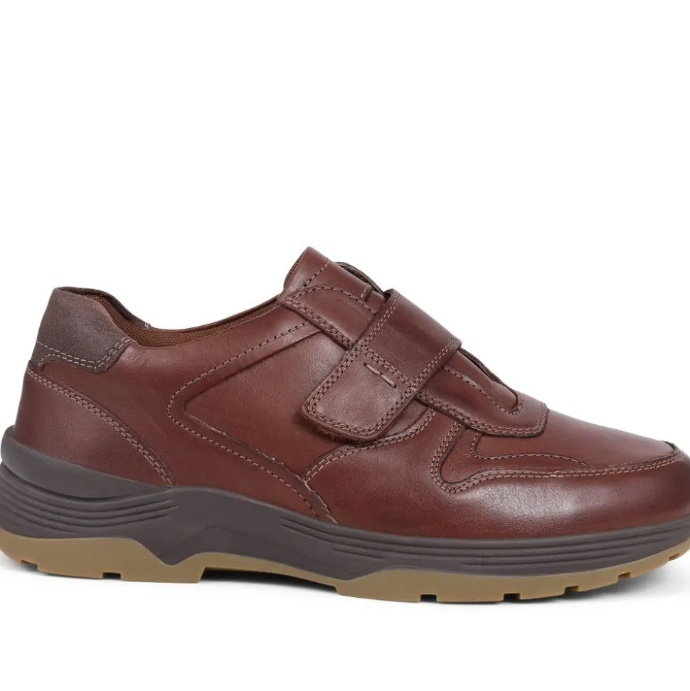 Touch-Fasten Leather Trainers - Brown