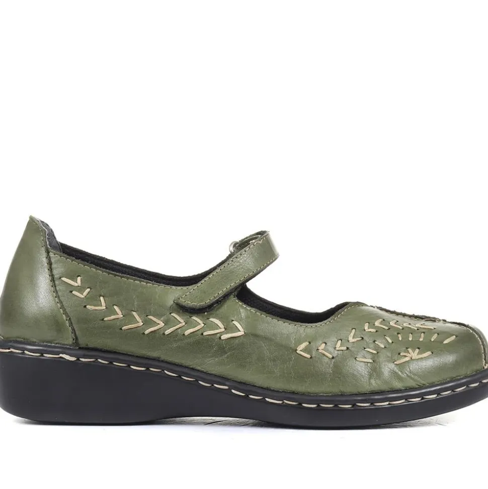 Touch-Fasten Mary Janes - Khaki