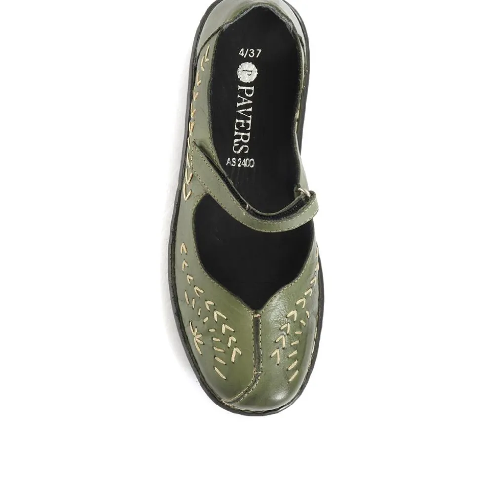 Touch-Fasten Mary Janes - Khaki