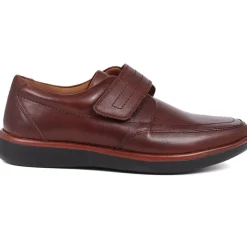 Touch-Fasten Monk Strap Shoes - Brown