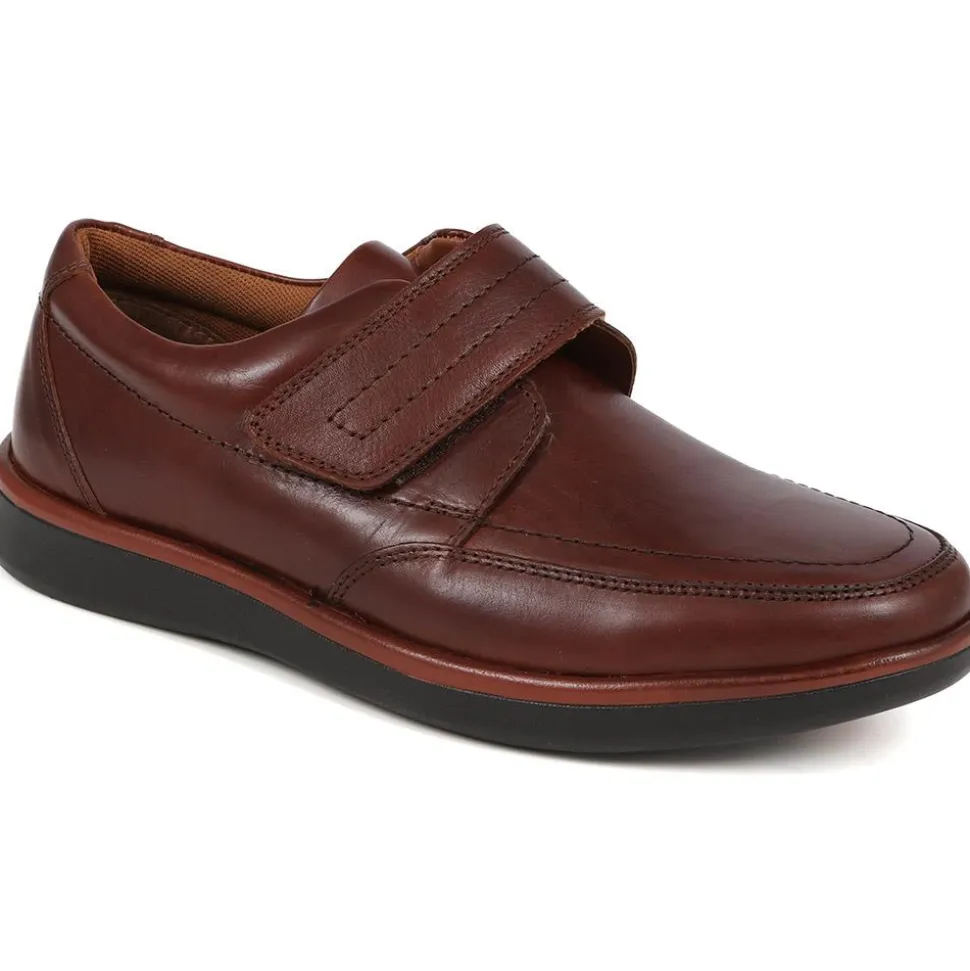 Touch-Fasten Monk Strap Shoes - Brown