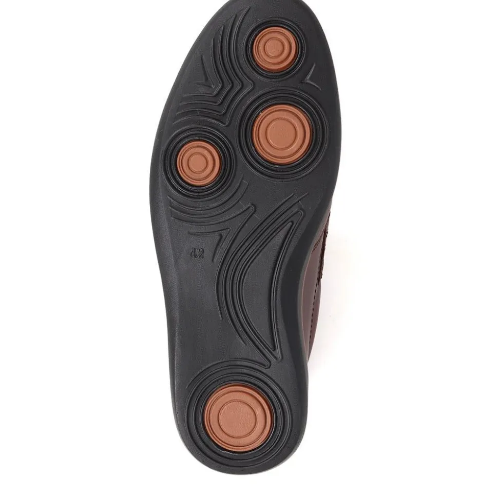 Touch-Fasten Monk Strap Shoes - Brown