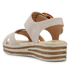 Touch Fasten Wedge Sandals - Beige
