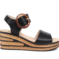 Touch-Fasten Wedge Sandals - Black