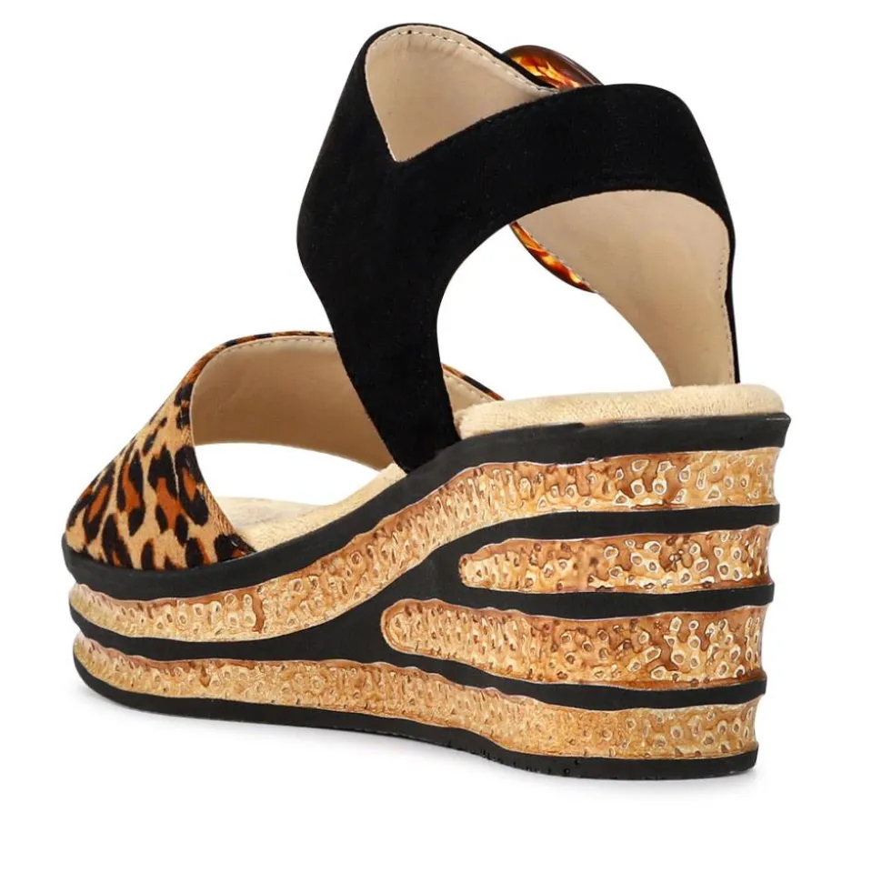 Touch-Fasten Wedge Sandals - Leopard