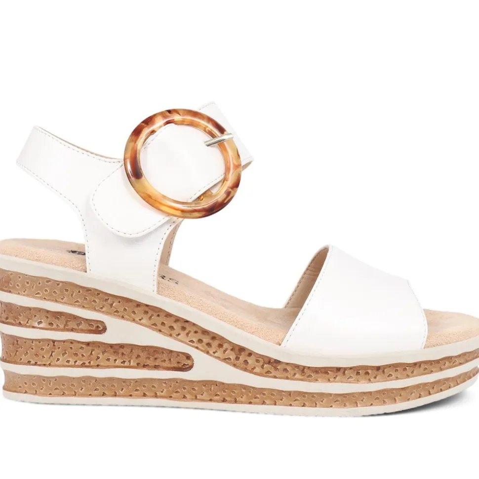 Touch-Fasten Wedge Sandals - White