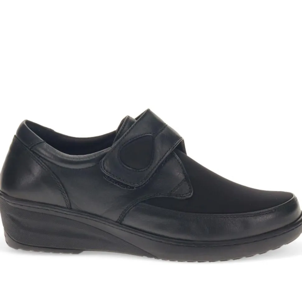 Touch-Fasten Wedge Shoes - Black