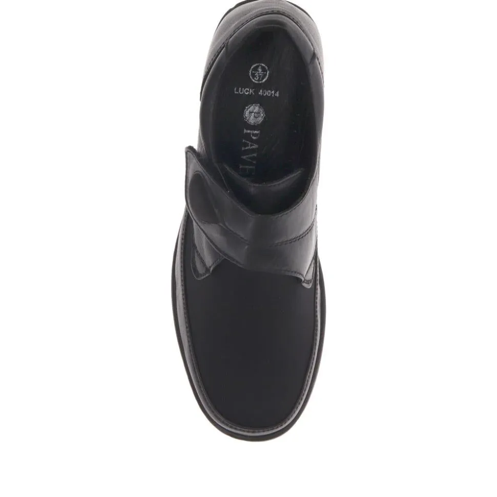 Touch-Fasten Wedge Shoes - Black