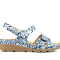 Triple Adjustable Fit Sandals - BLUE FLORAL
