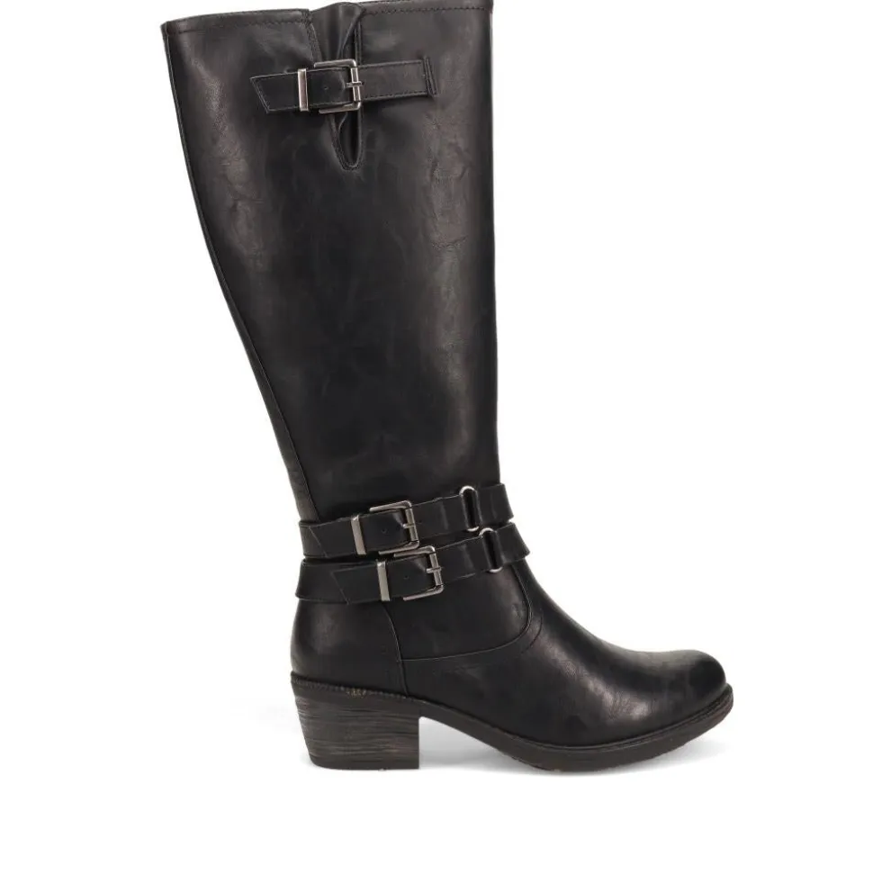 Triple-Buckled Long Boots - Black