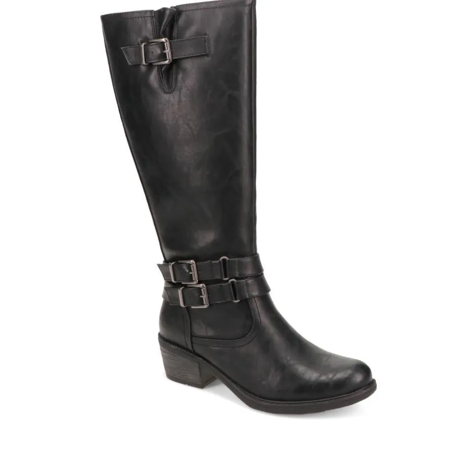 Triple-Buckled Long Boots - Black
