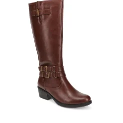 Triple-Buckled Long Boots - Brown