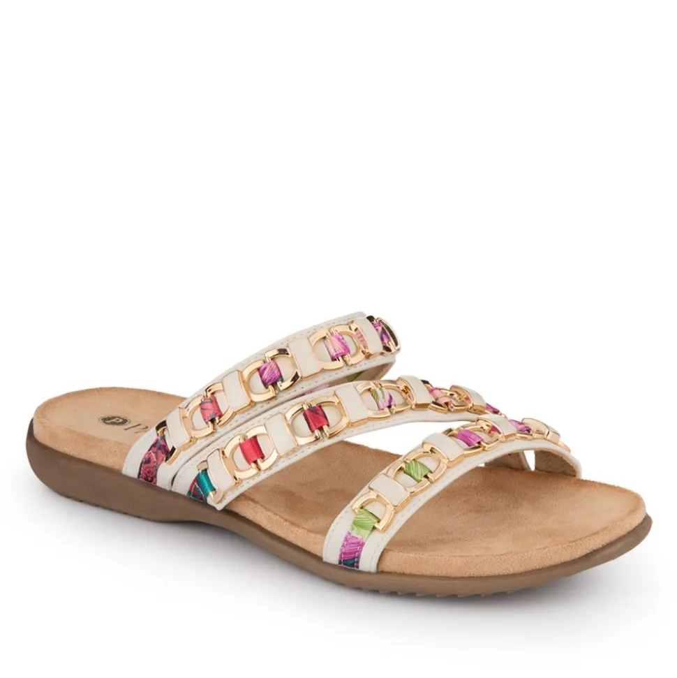 Triple-Strapped Mules - White
