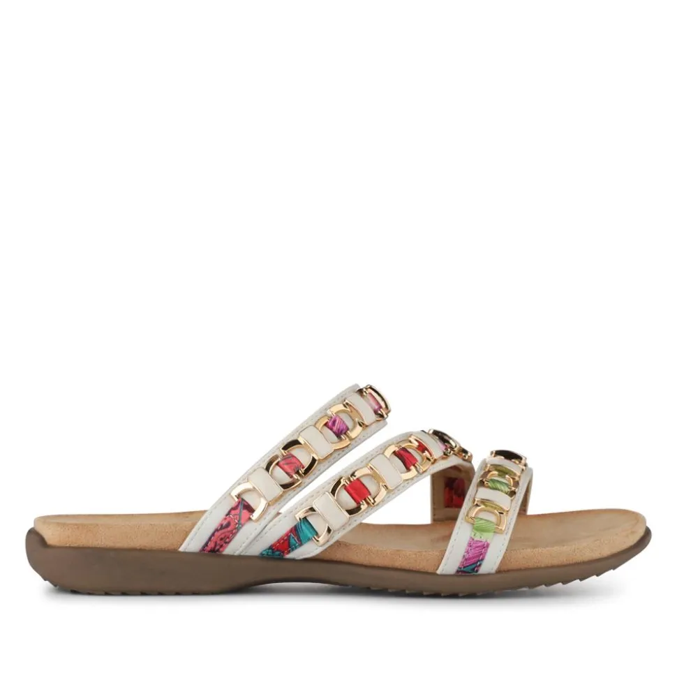 Triple-Strapped Mules - White