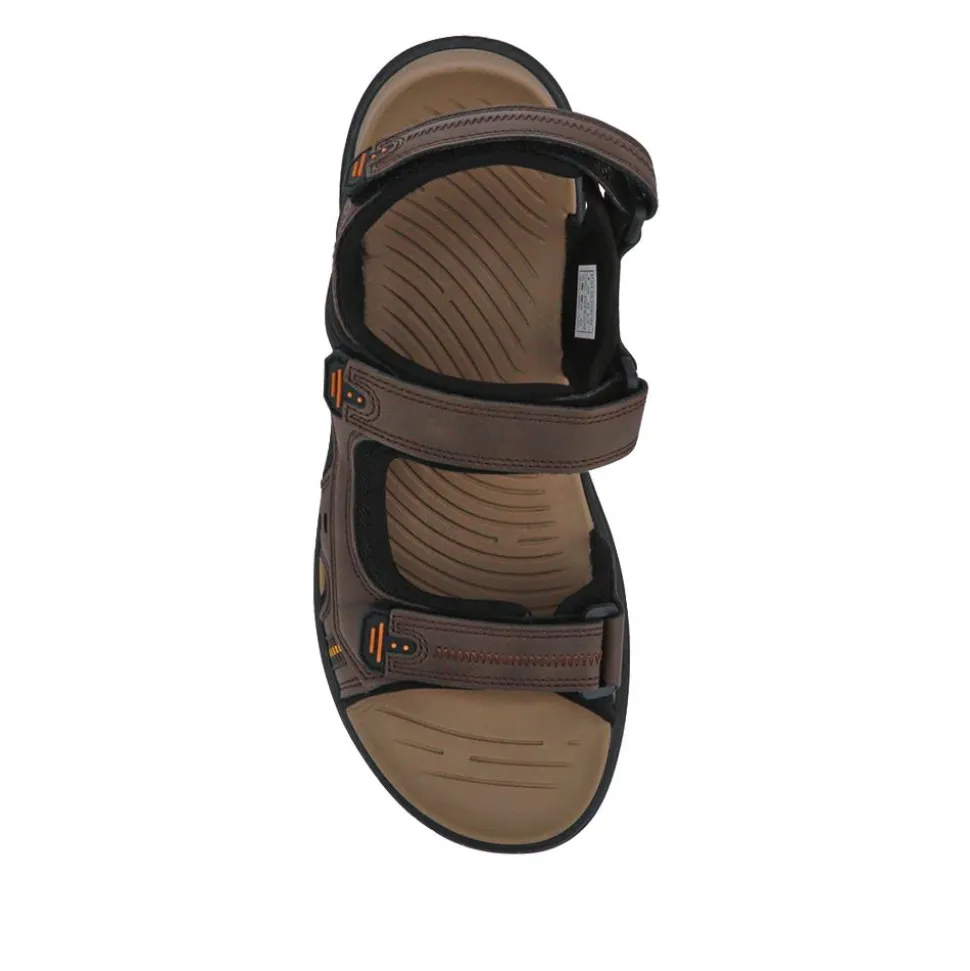 Triple Touch-Fastening-Strapped Sandals - Brown
