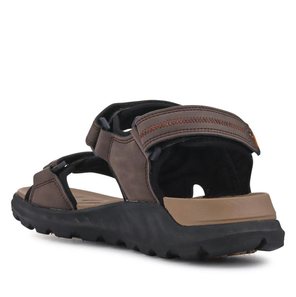 Triple Touch-Fastening-Strapped Sandals - Brown