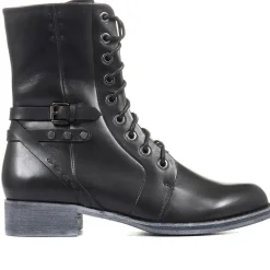 Tyra Leather Lace Up Boots - Black