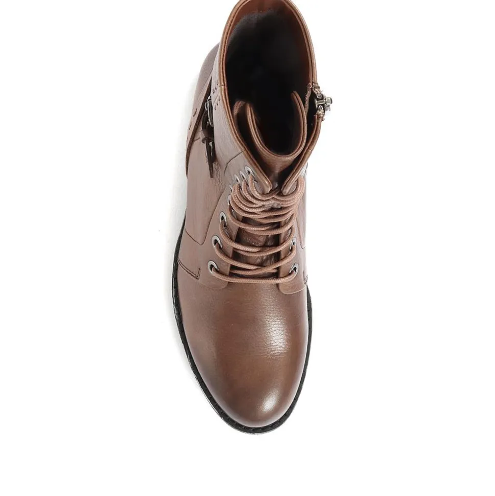 Tyra Leather Lace Up Boots - Brown