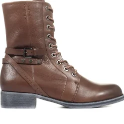 Tyra Leather Lace Up Boots - Brown