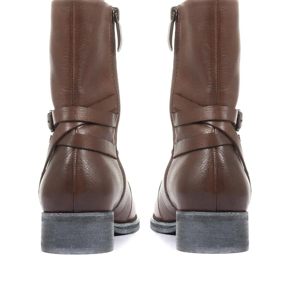 Tyra Leather Lace Up Boots - Brown