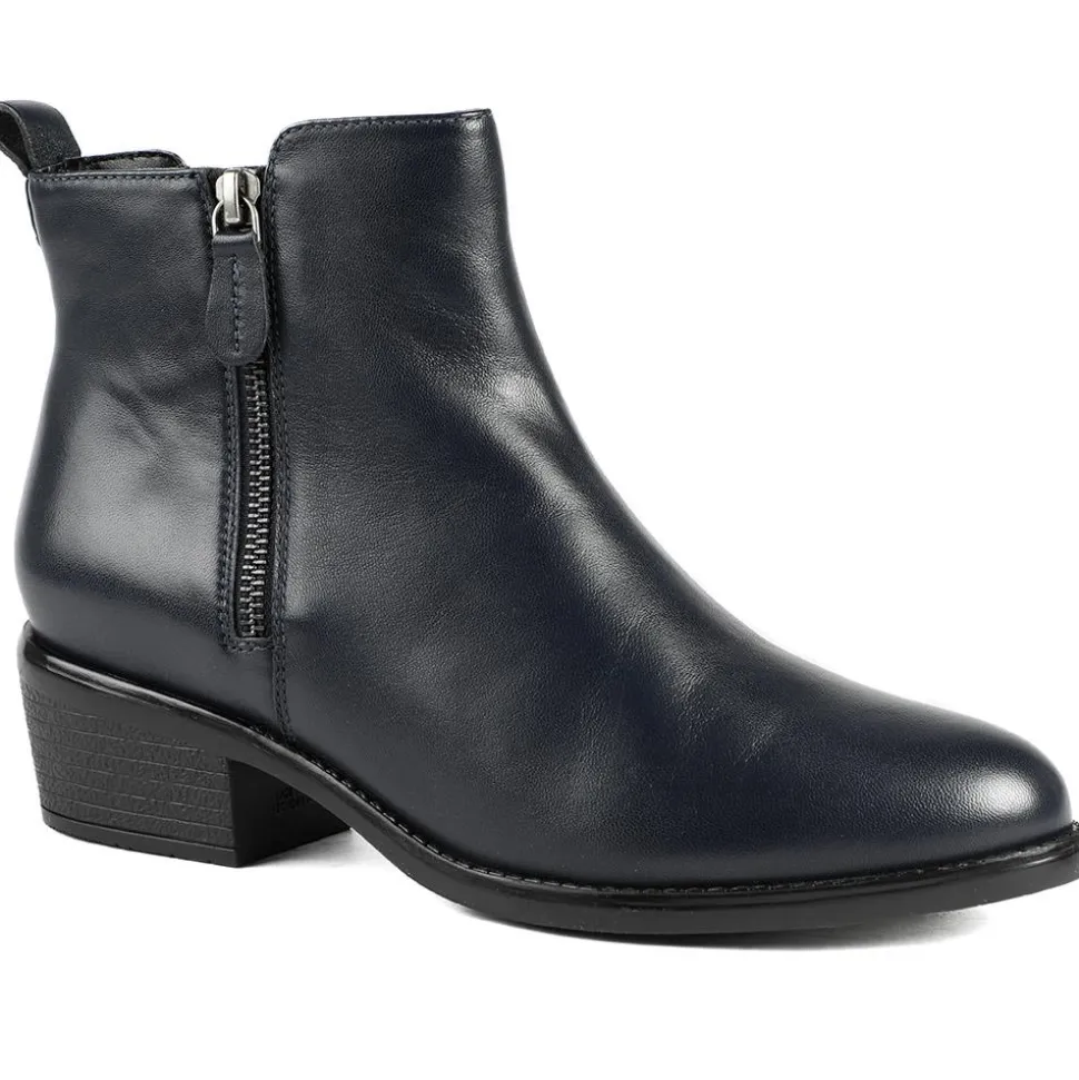 Van Dal Barlow II Extra Wide Leather Ankle Boots - Navy Leather