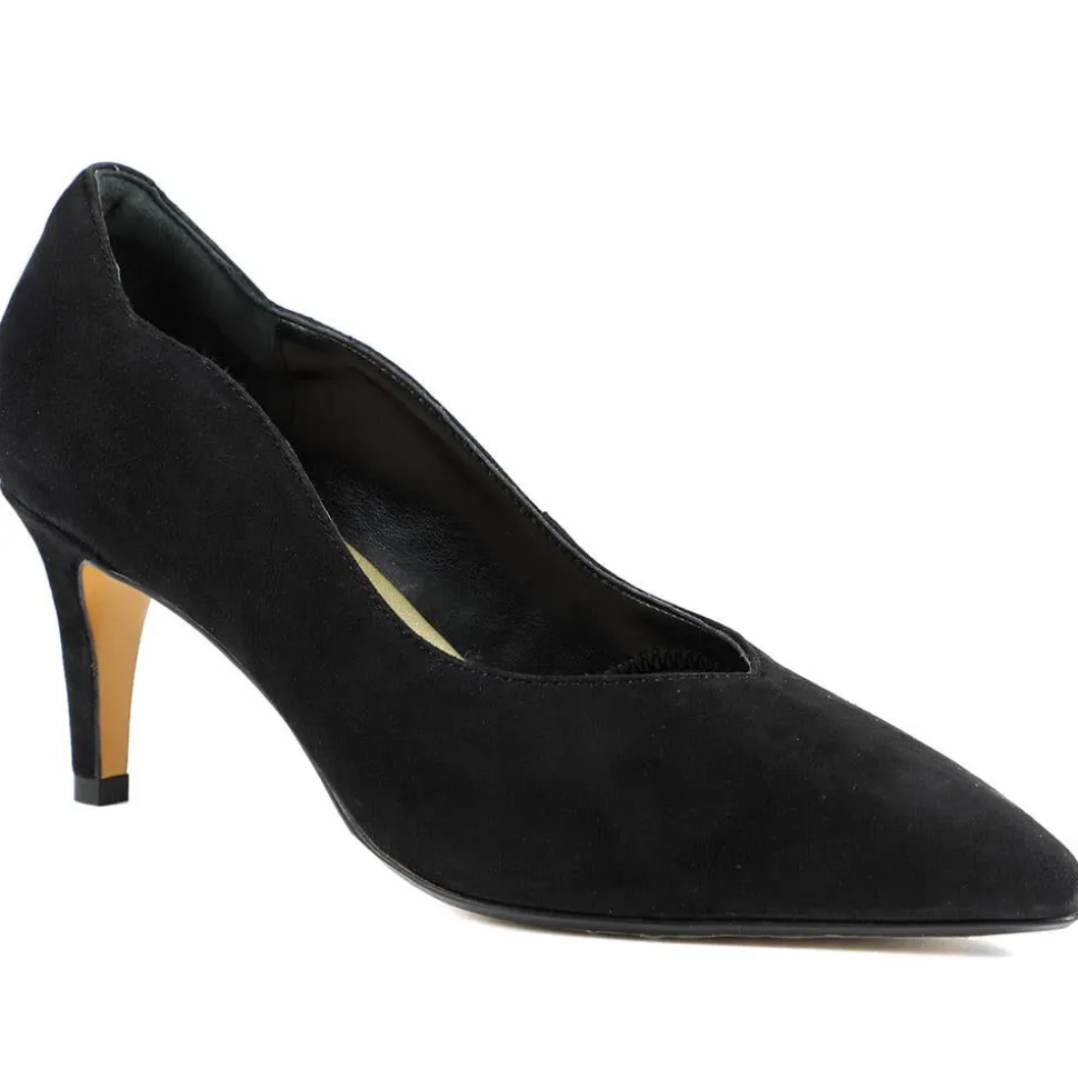 Van Dal Stella Wide Fit Leather Court Shoes - Black Suede