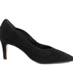 Van Dal Stella Wide Fit Leather Court Shoes - Black Suede