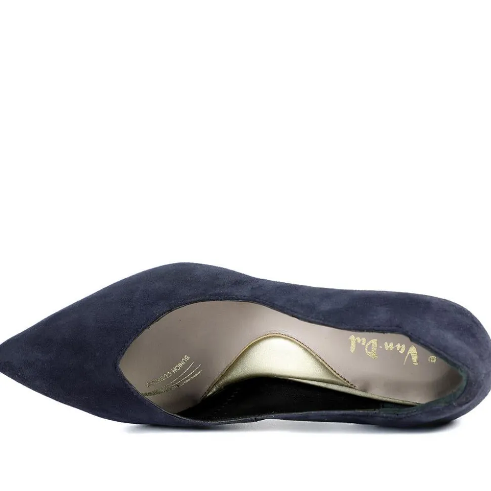 Van Dal Stella Wide Fit Leather Court Shoes - Navy Suede