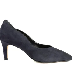 Van Dal Stella Wide Fit Leather Court Shoes - Navy Suede