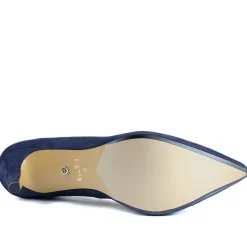 Van Dal Stella Wide Fit Leather Court Shoes - Navy Suede