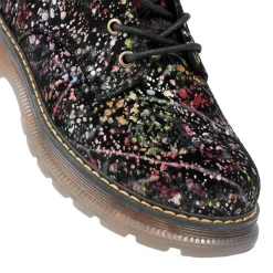 Vibrant Lace Up Ankle Boots With Inside Zip - Black Multi