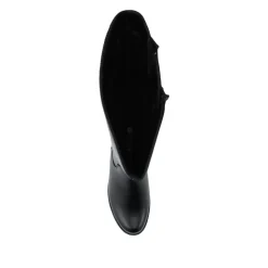 Warm Block Heel Long Boots - Black