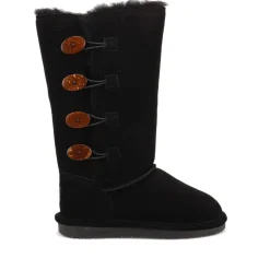 Warm Buttoned Calf Boots - Black