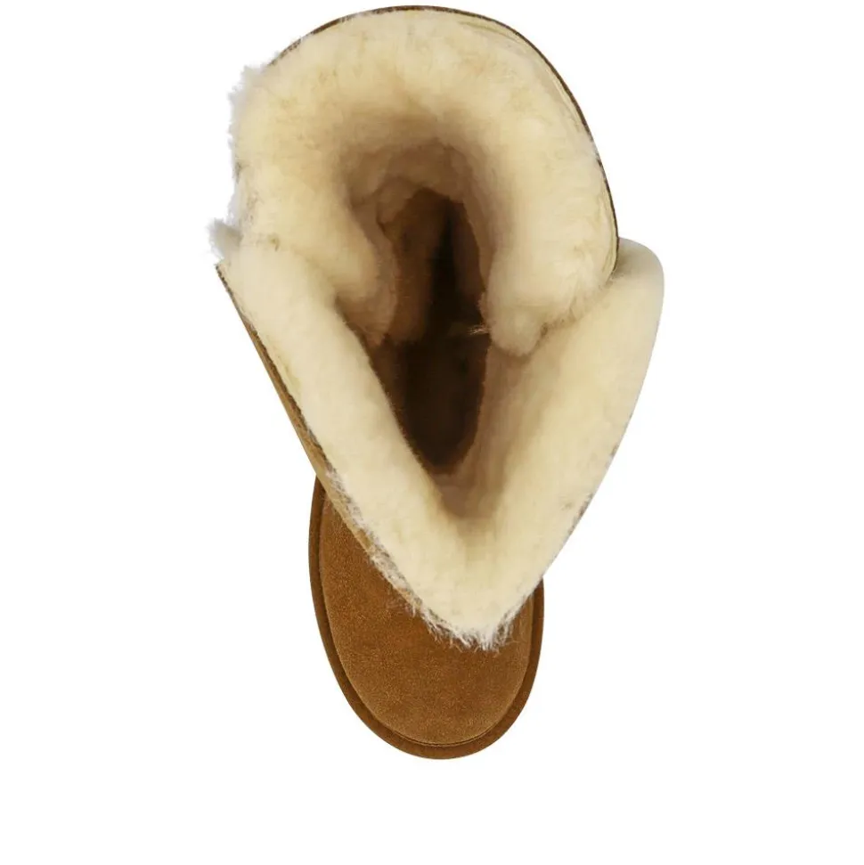 Warm Buttoned Calf Boots - Chestnut
