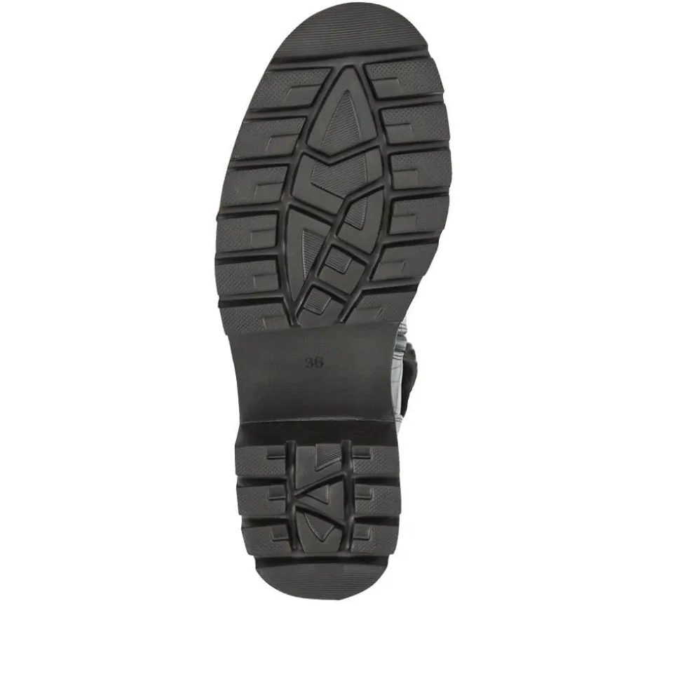 Warm Dual-Fasten Ankle Boots - Black Croc