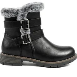 Warm Faux Fur Lined Ankle Boots - Black