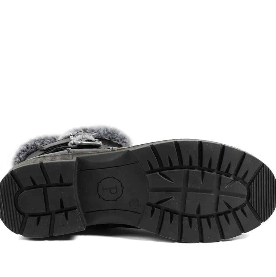 Warm Faux Fur Lined Ankle Boots - Black