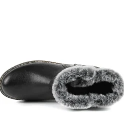 Warm Faux Fur Lined Ankle Boots - Black