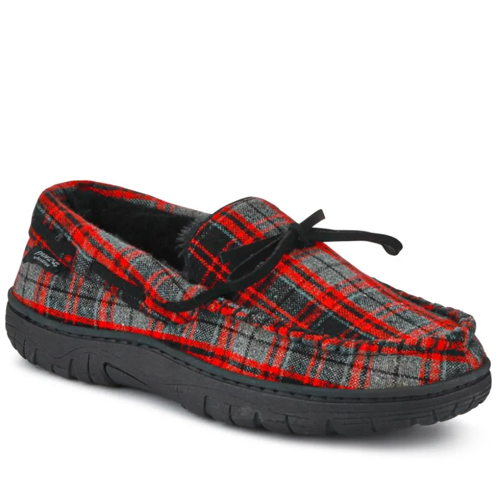 Warm-Lined Corded Slippers - Grey-Red