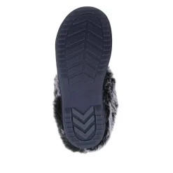 Warm Lined Cushioning Luxury Fur Slippers - Navy