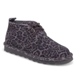 Warm-Lined Lace-Up Boots - Grey Leopard