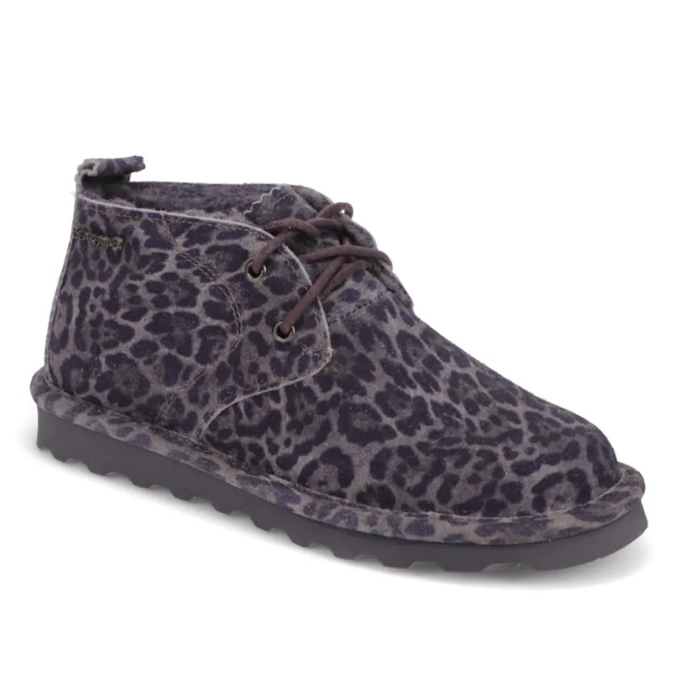 Warm-Lined Lace-Up Boots - Grey Leopard