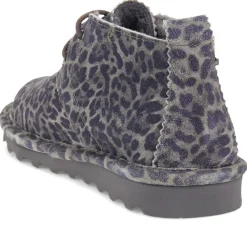 Warm-Lined Lace-Up Boots - Grey Leopard