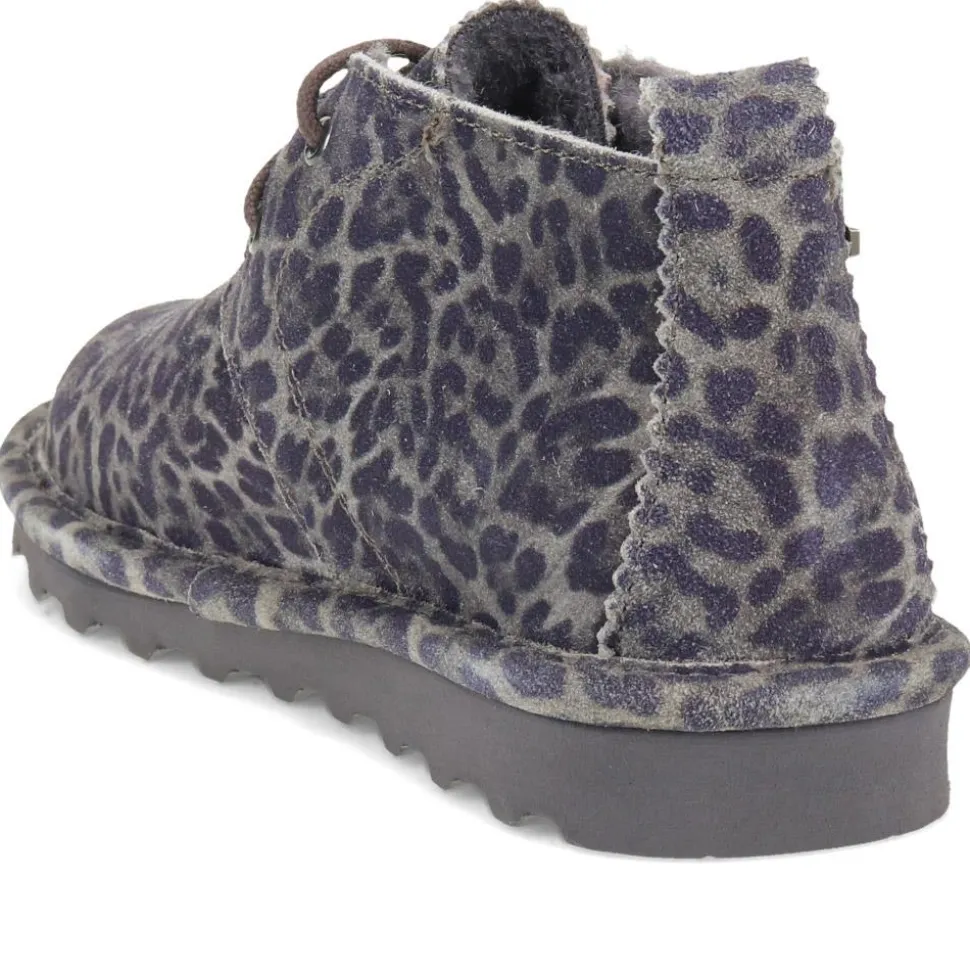 Warm-Lined Lace-Up Boots - Grey Leopard