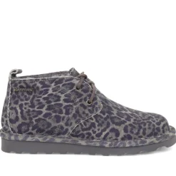 Warm-Lined Lace-Up Boots - Grey Leopard