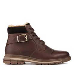 Warm Lined Leather Lace Up Boots - Brown