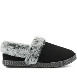 Warm-Lined Memory Foam Slippers - Black