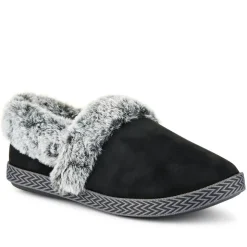 Warm-Lined Memory Foam Slippers - Black