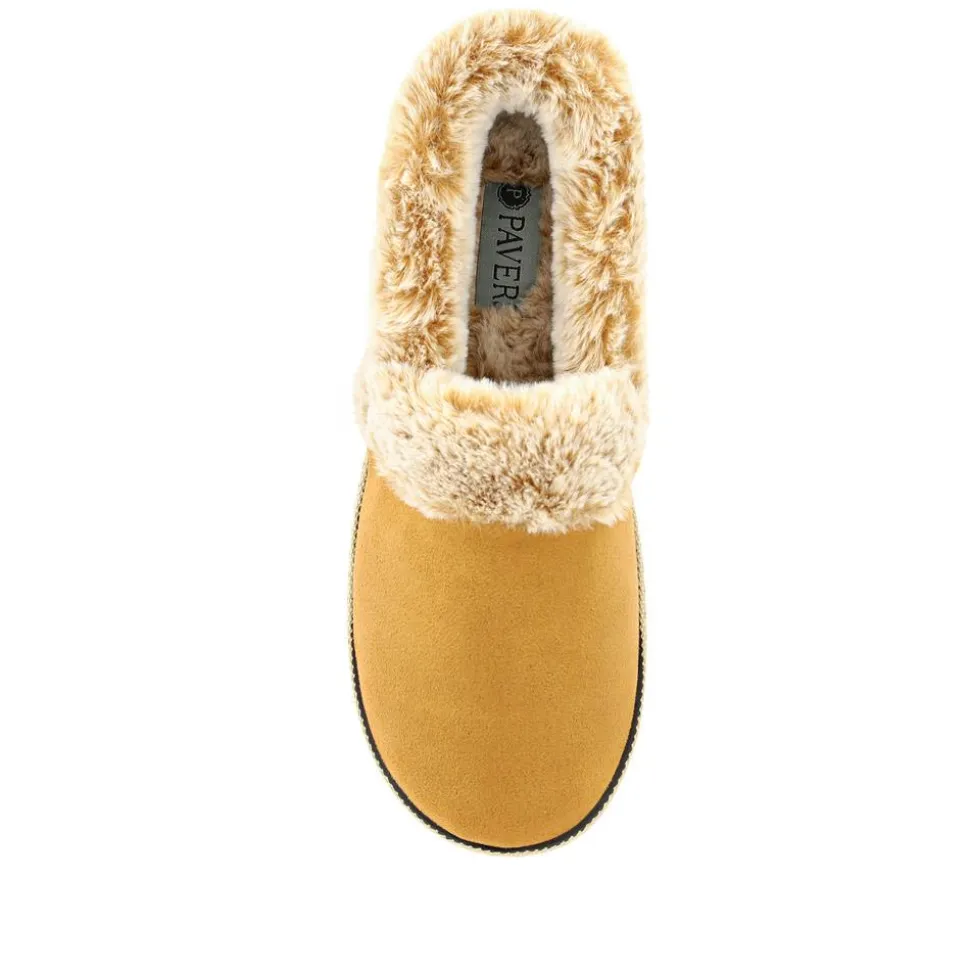 Warm-Lined Memory Foam Slippers - Chestnut