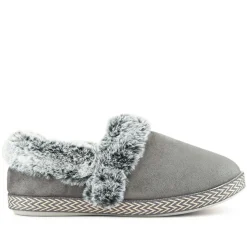 Warm-Lined Memory Foam Slippers - Grey